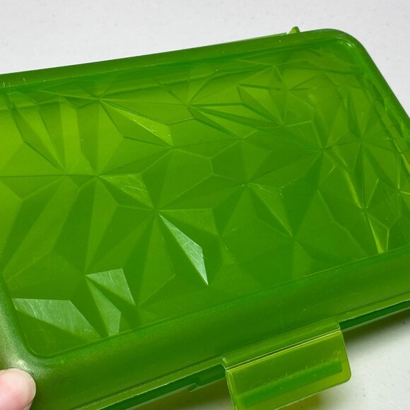 Green Thingamabox Pencil School Box Geometric Texture Lid USA Made - Picture 3 of 14
